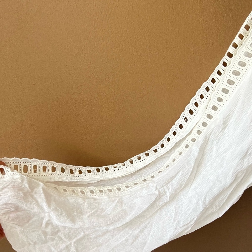LOFT Women’s Peasant Boho White Open Sleeve Top Loose Fit Babydoll Size Large - Picture 3 of 7